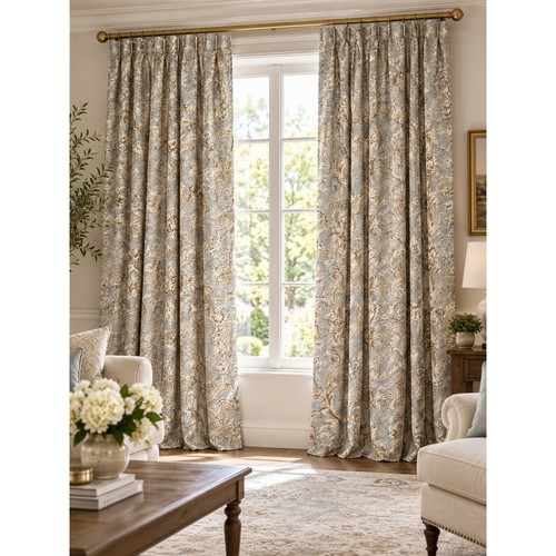 Custom lined damask curtain - damask,