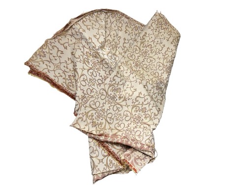 Vtg ornate woven fabric gold - fabric,