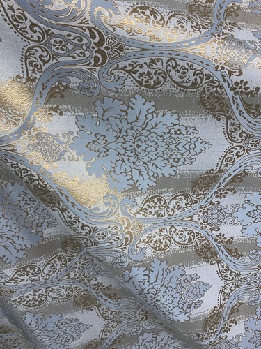 Blue gold damask - blue,
